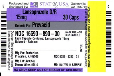 LANSOPRAZOLE DR 15MG LABEL 890.jpg Label Image - LANSOPRAZOLE DR 15MG LABEL 890